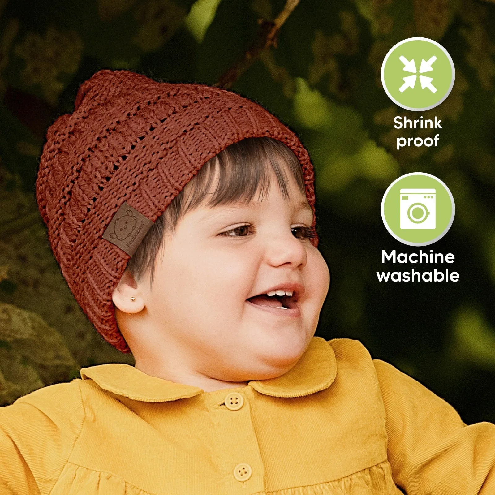 3-Pack Warmzy Baby Beanies (Terracotta, M)