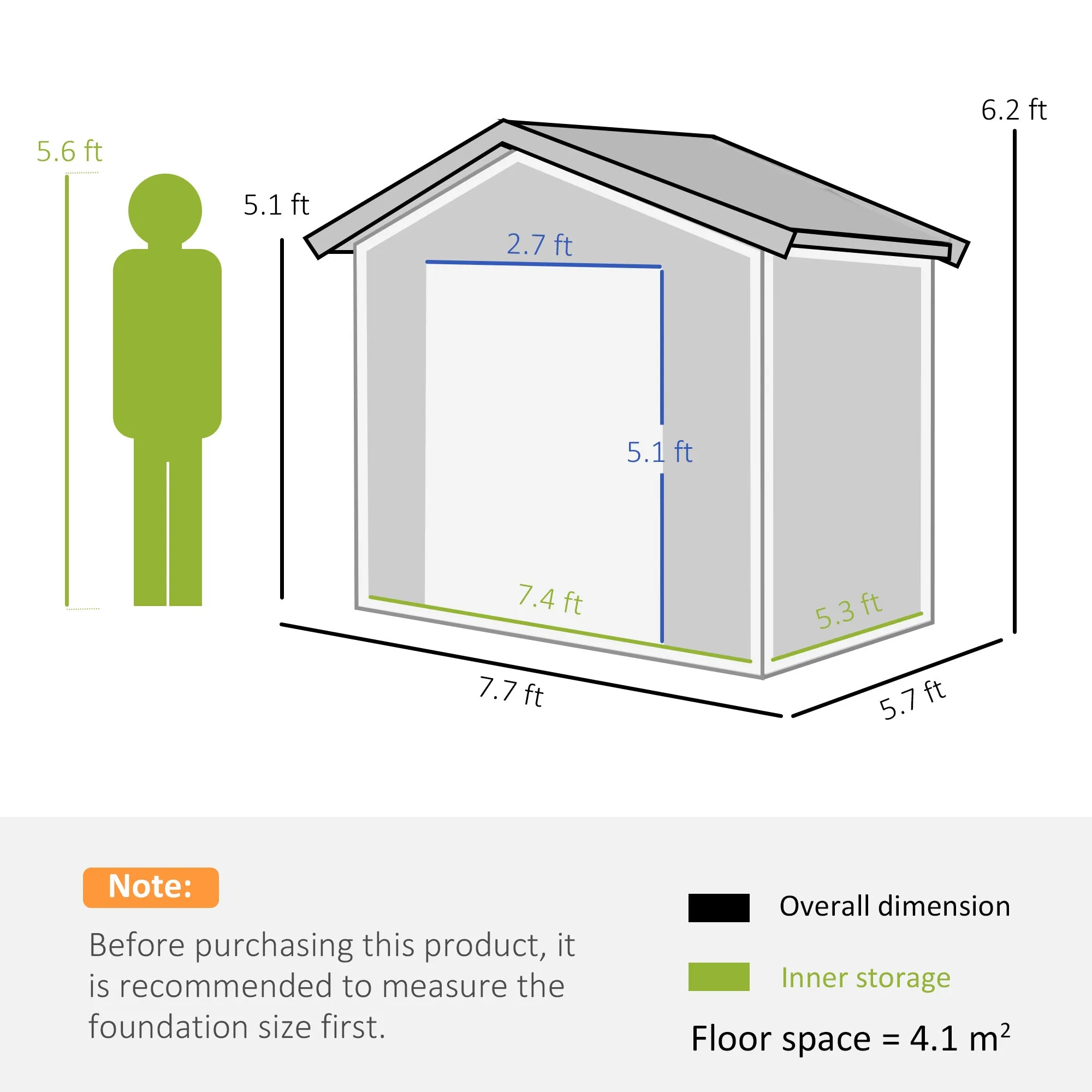 8 x 6ft Outdoor Garden Storage Shed, Metal Tool House with Ventilation and Sliding Doors, Grey