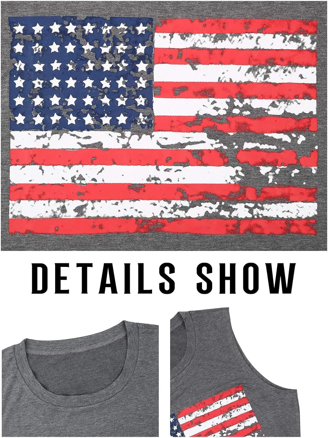 American Flag Print Tank Tops Women USA Stars Stripes Patriotic T Shirt Summer Loose Vest Tees