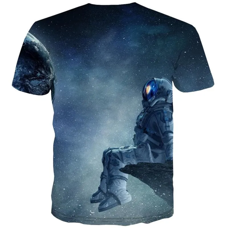 Astronaut T-shirt Men Earth Tshirts Casual Space T-shirts 3d Galaxy Funny T shirts