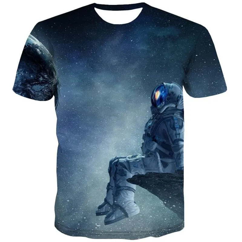 Astronaut T-shirt Men Earth Tshirts Casual Space T-shirts 3d Galaxy Funny T shirts