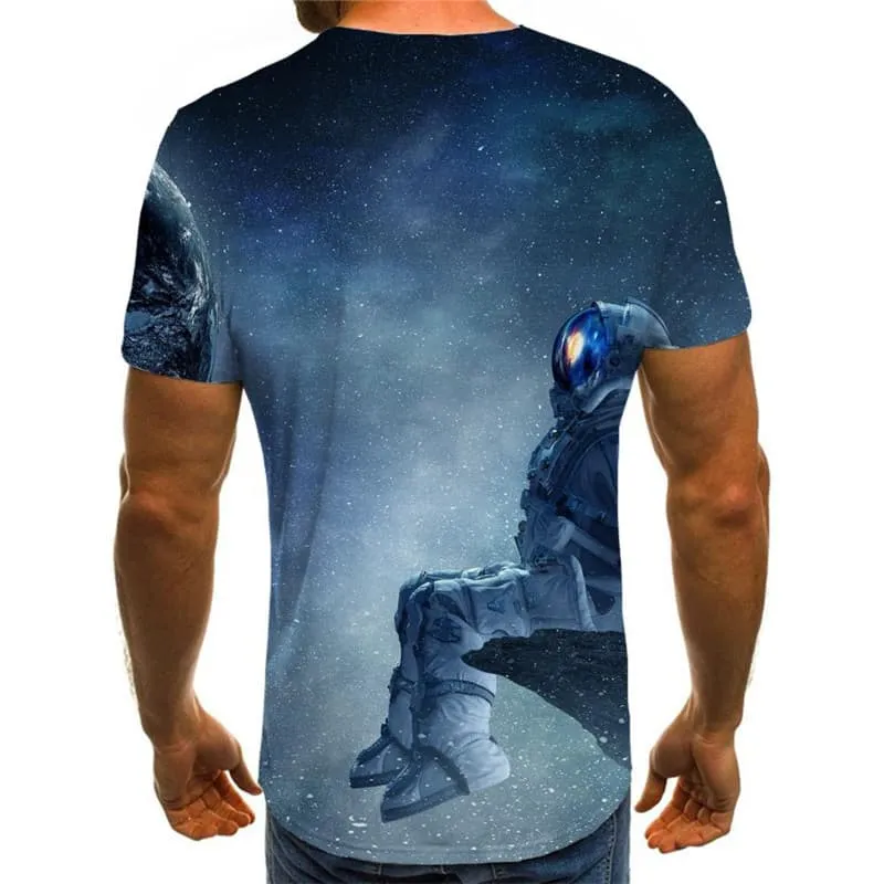 Astronaut T-shirt Men Earth Tshirts Casual Space T-shirts 3d Galaxy Funny T shirts