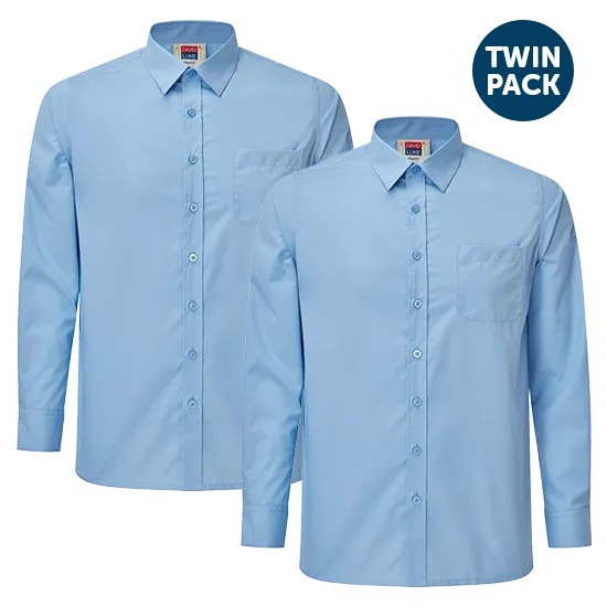 Boys Long Sleeve School Shirts 2 Pack