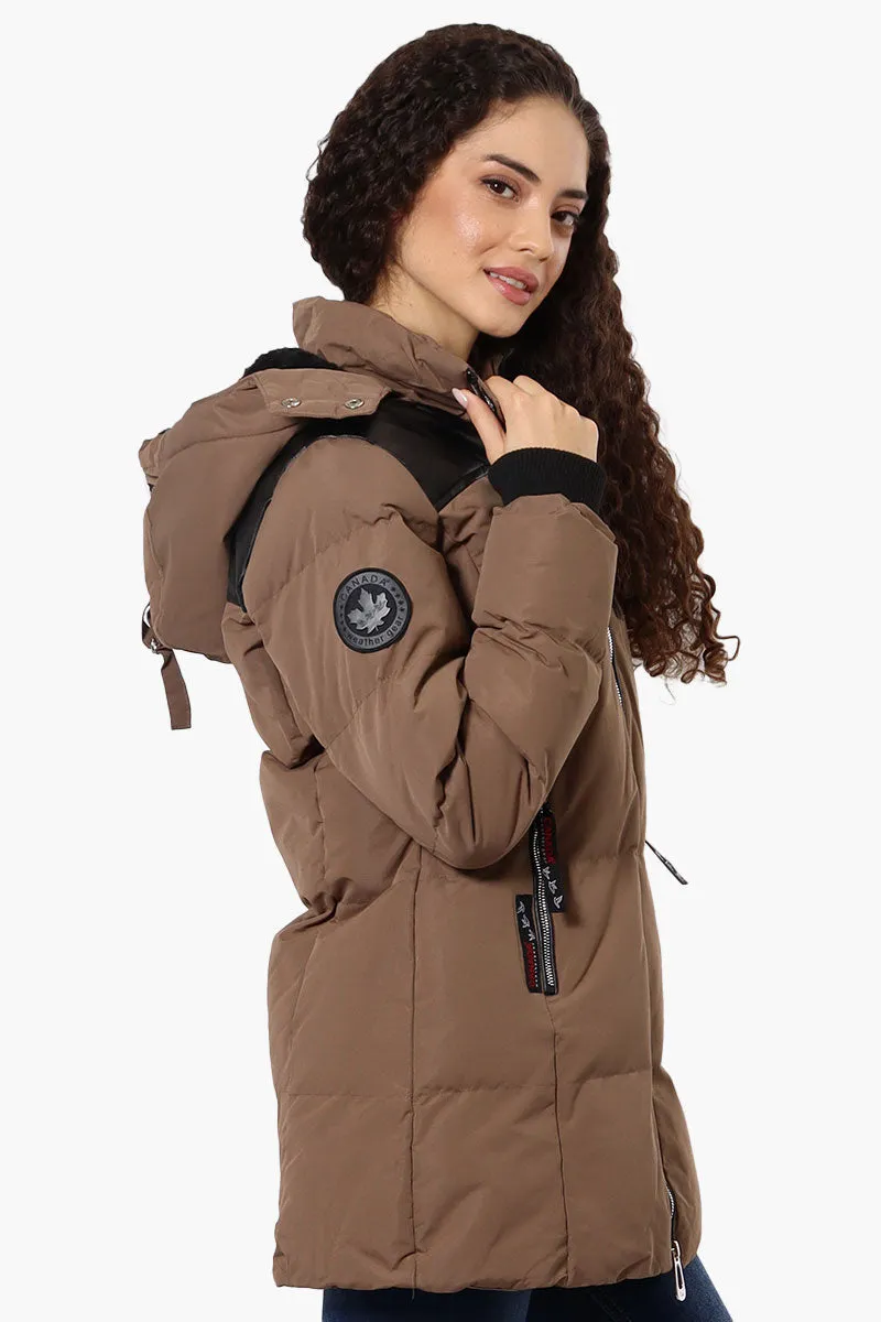 Canada Weather Gear 3/4 Length Vegan Leather Parka Jacket - Brown