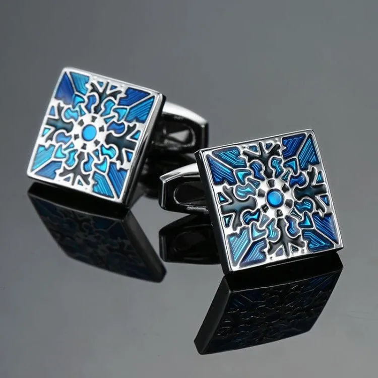 Elegant Blue Enamel and Crystal Vintage Cufflinks for Men