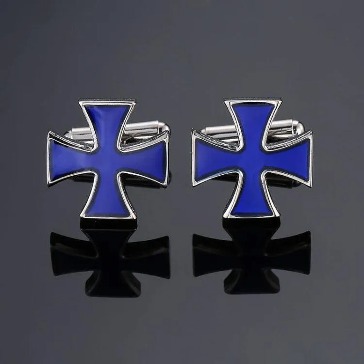 Elegant Blue Enamel and Crystal Vintage Cufflinks for Men