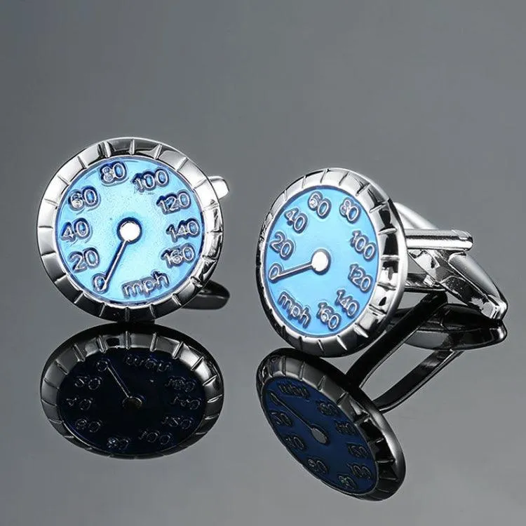 Elegant Blue Enamel and Crystal Vintage Cufflinks for Men