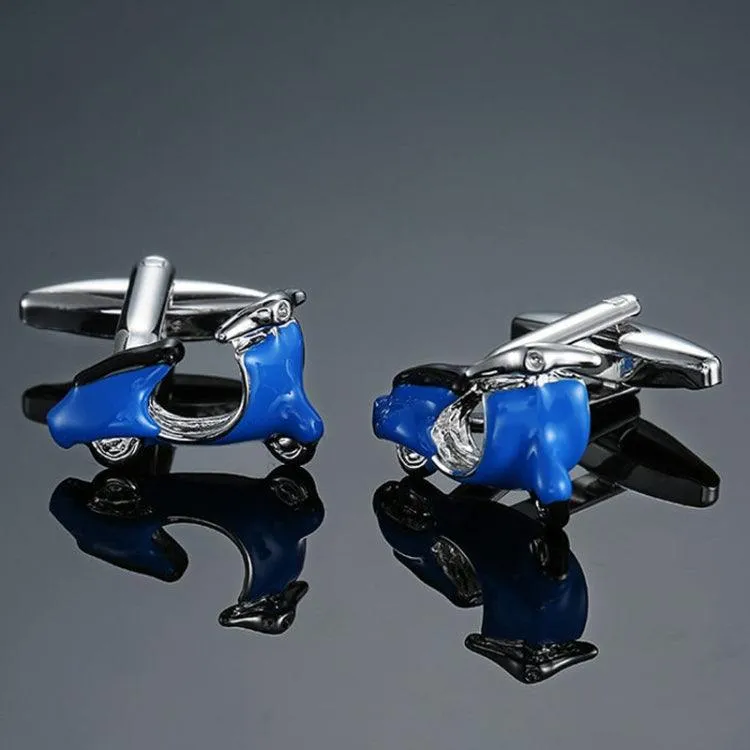 Elegant Blue Enamel and Crystal Vintage Cufflinks for Men