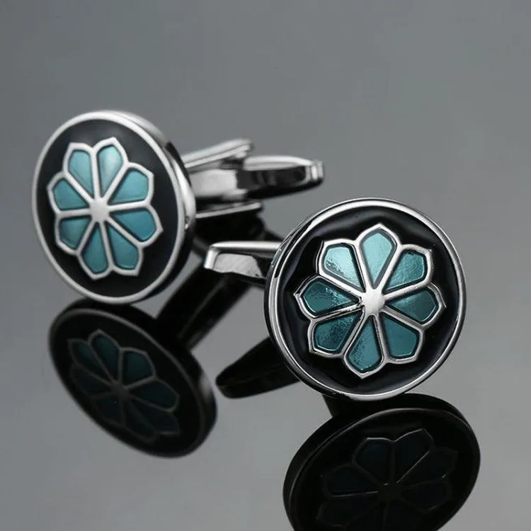 Elegant Blue Enamel and Crystal Vintage Cufflinks for Men