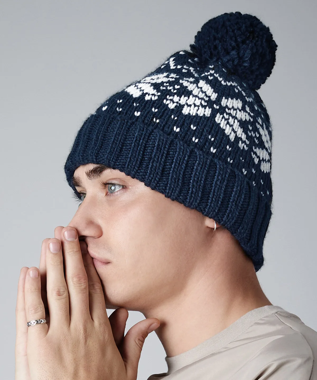 Fair Isle snowstar® beanie | French Navy/White