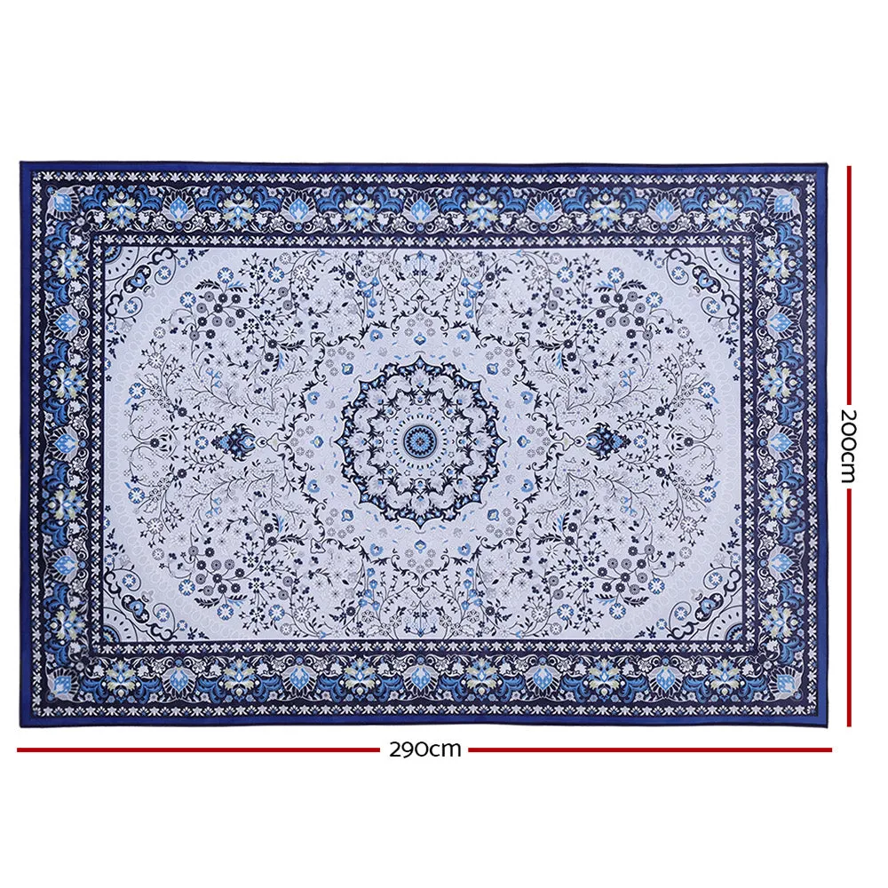 Gaspar Blue Short Pile Floor Rug 200x290cm Rectangular Flooring Mat Carpet