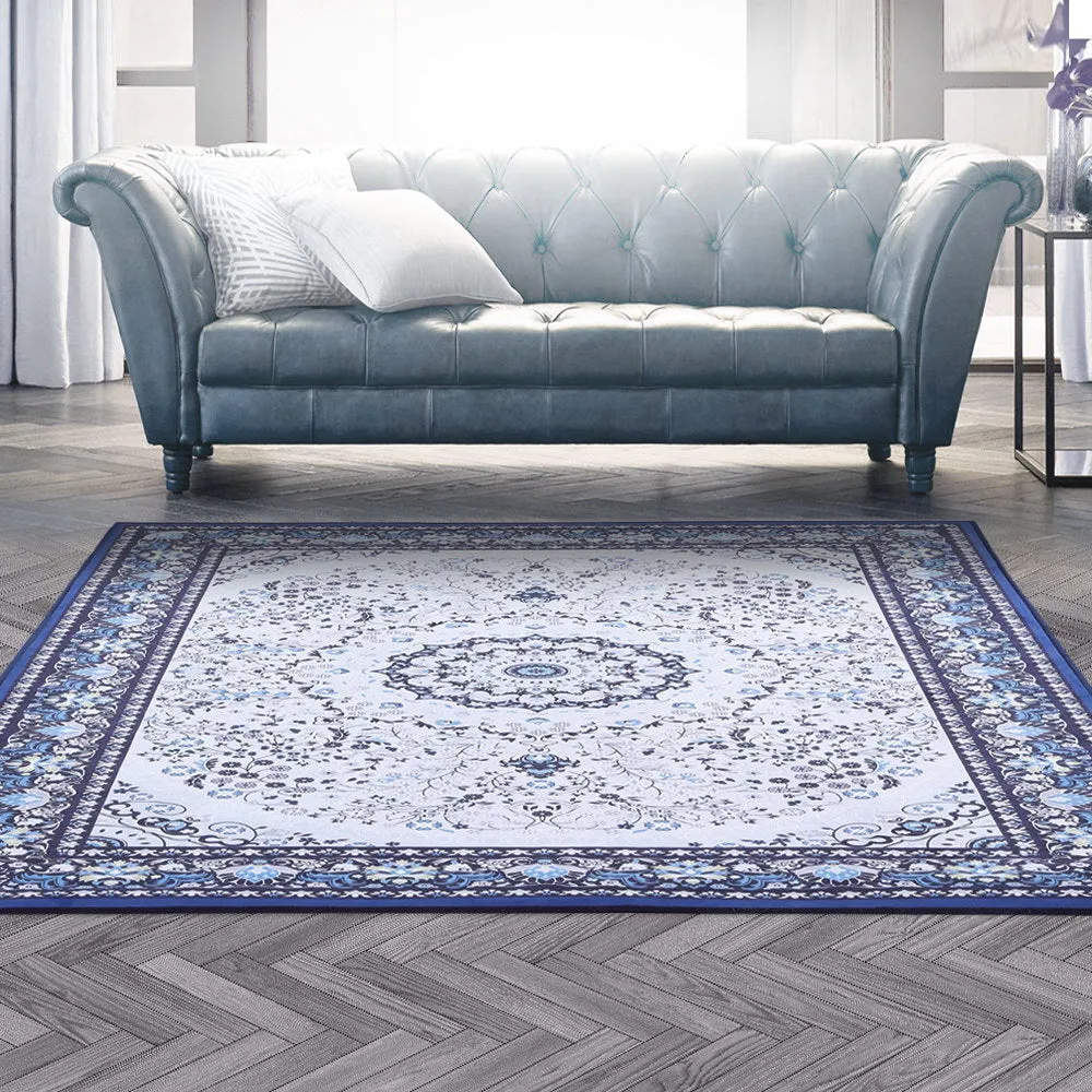 Gaspar Blue Short Pile Floor Rug 200x290cm Rectangular Flooring Mat Carpet