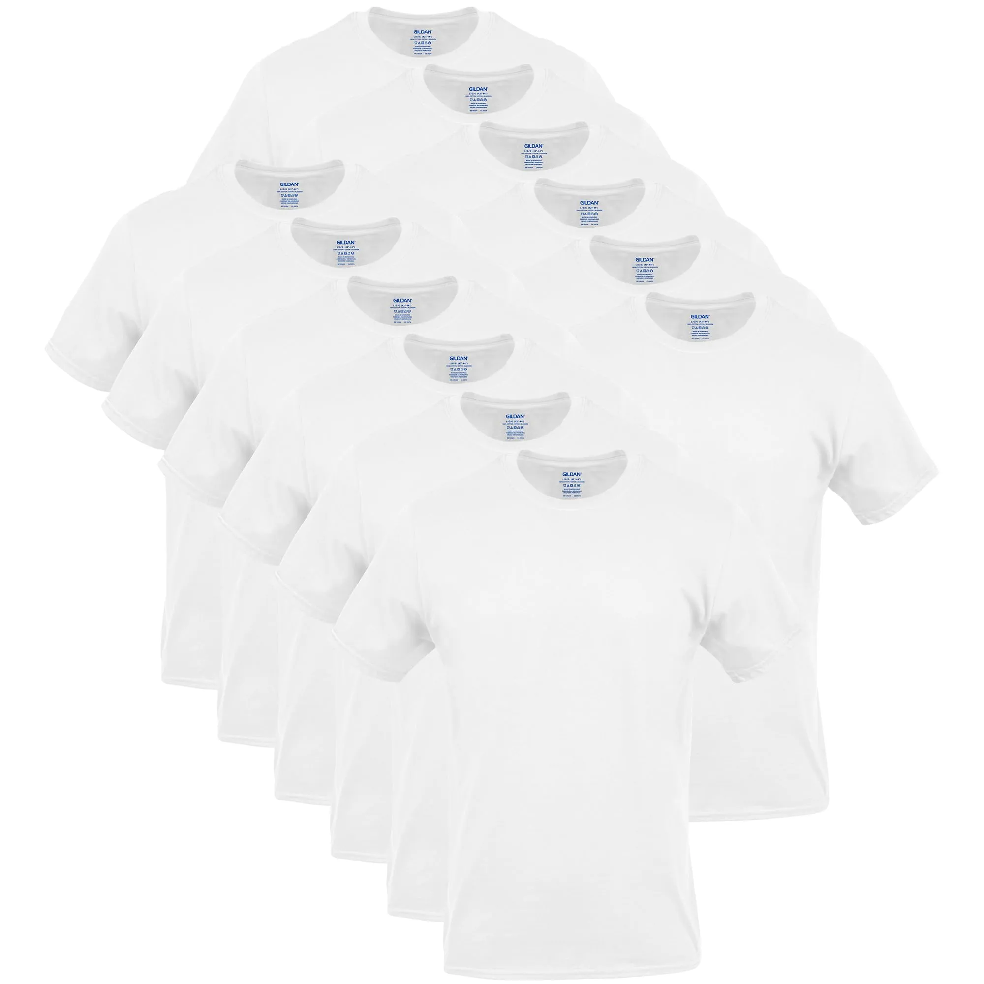 Gildan Men's Crew T-Shirts, Multipack, Style G1100, White (12-Pack), Small