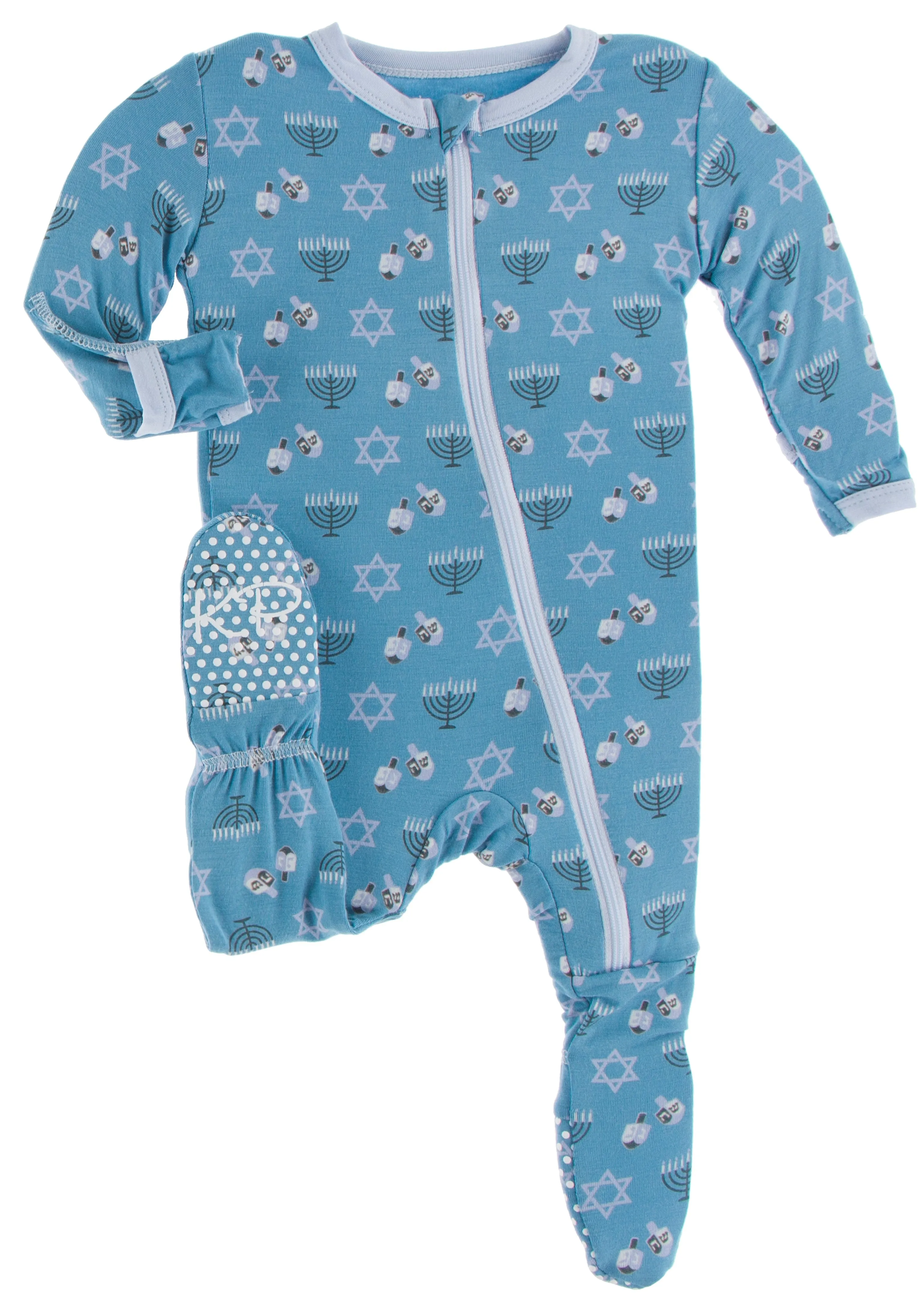 KicKee Pants Blue Moon Hanukkah Footie with Zipper