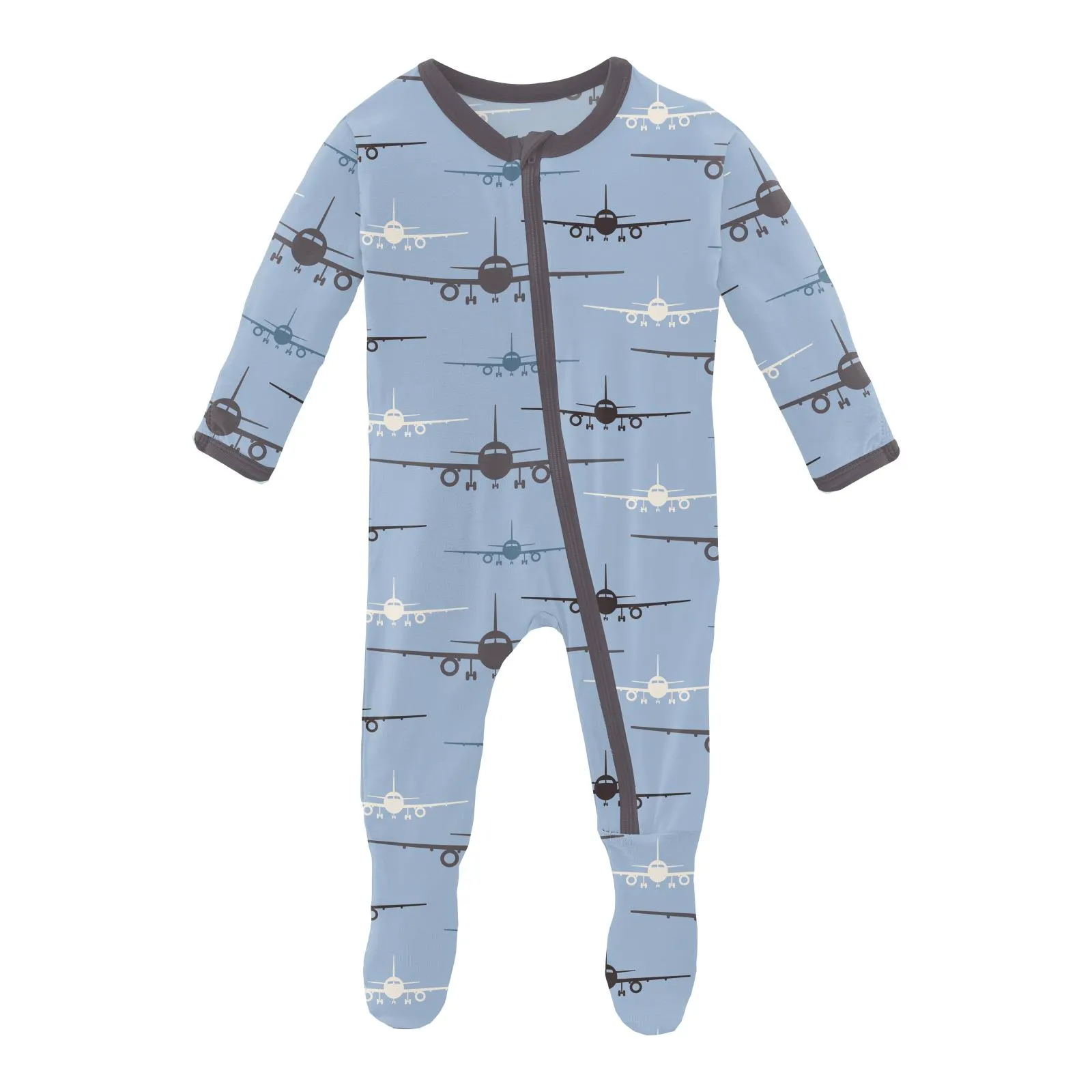 KicKee Pants Pond Airplanes Footie with Zipper