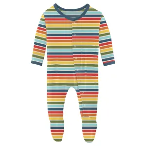 Kickee Pants Preemie Snap Footie | Groovy Stripe