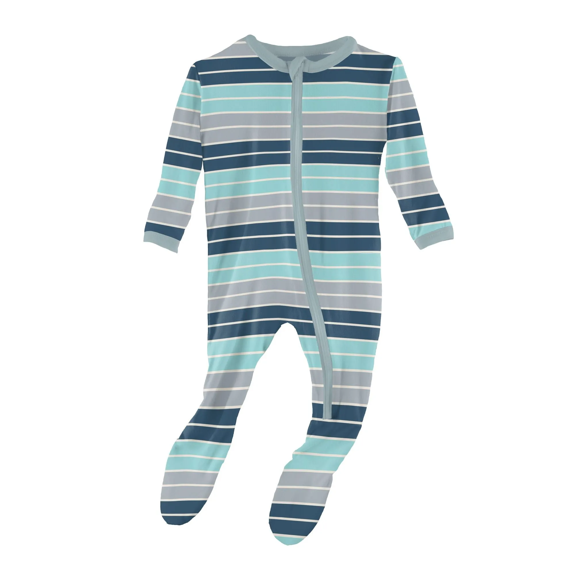 KicKee Pants Sport Stripe Footie with Zipper