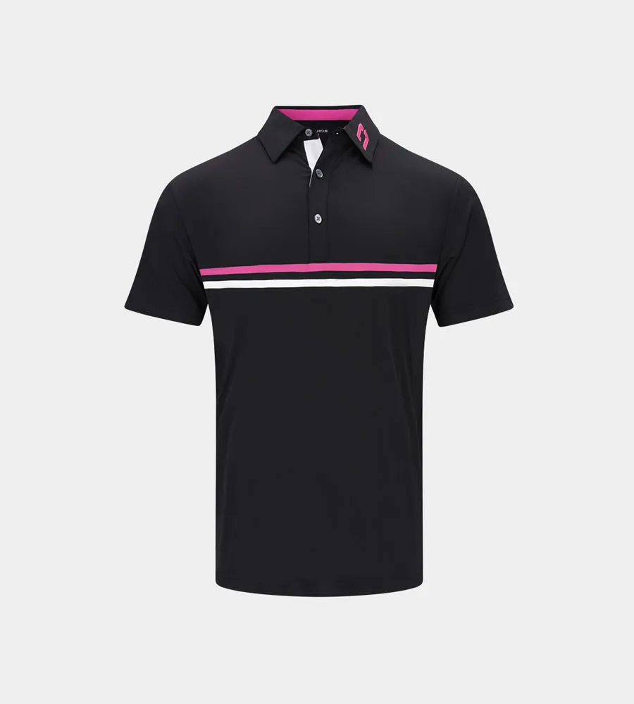 KIDS STRIPE PERFORMANCE POLO BLACK