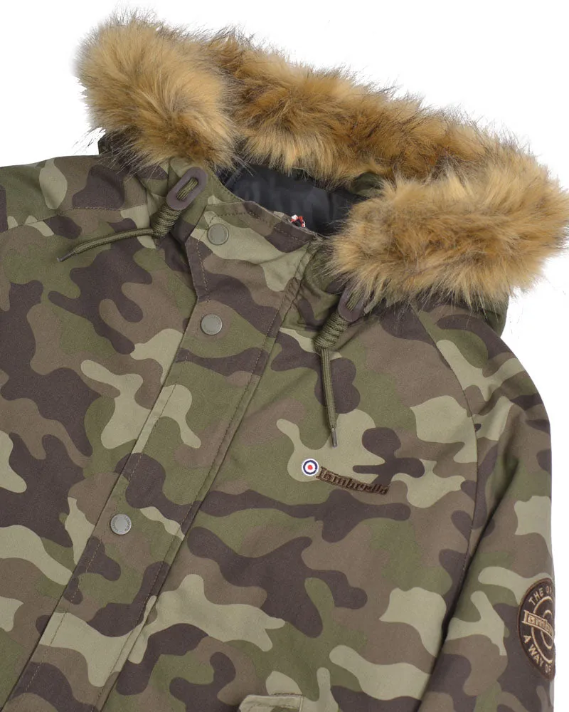 Lambretta Mens Green Camo Retro Fishtail Parka