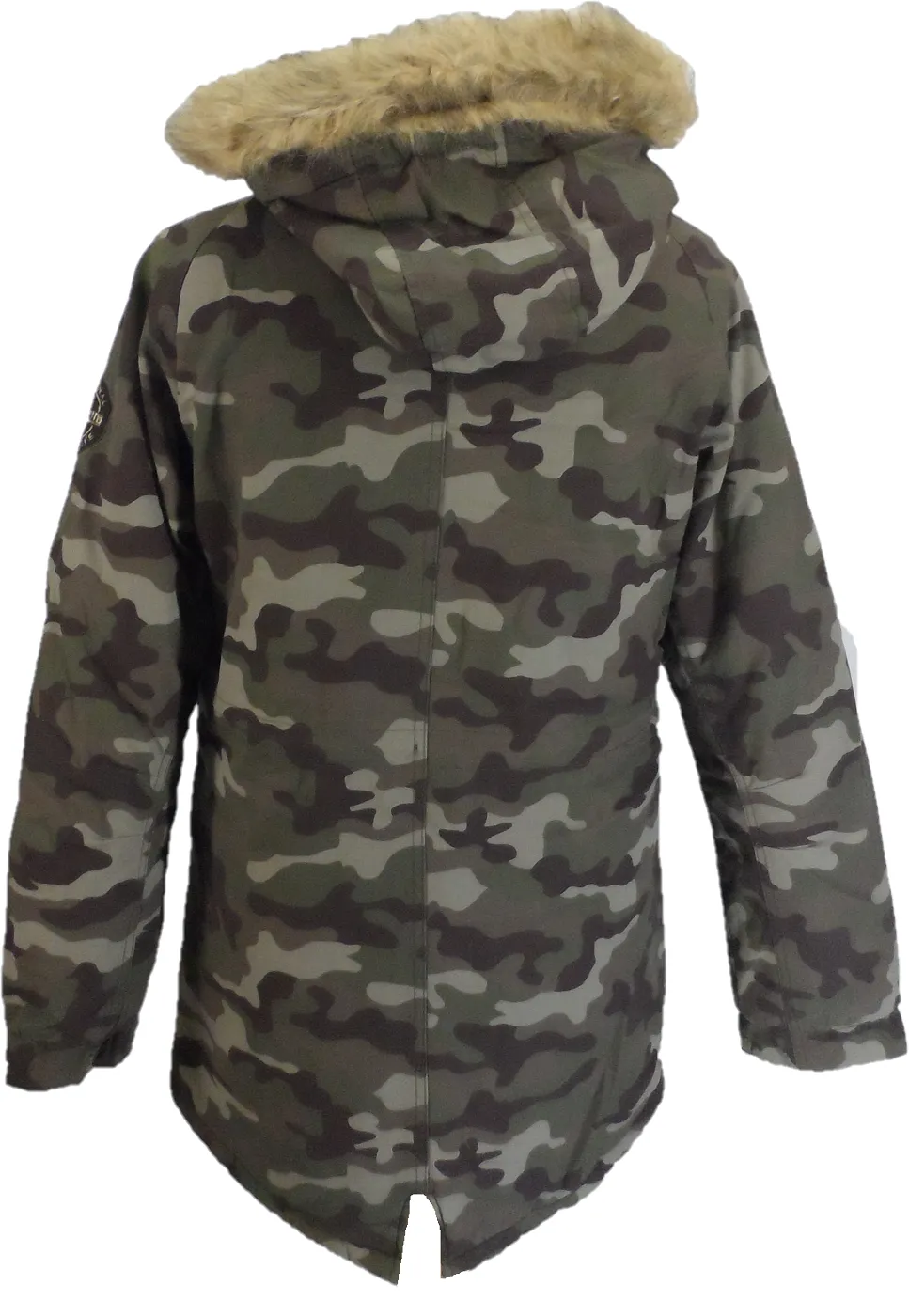 Lambretta Mens Green Camo Retro Fishtail Parka