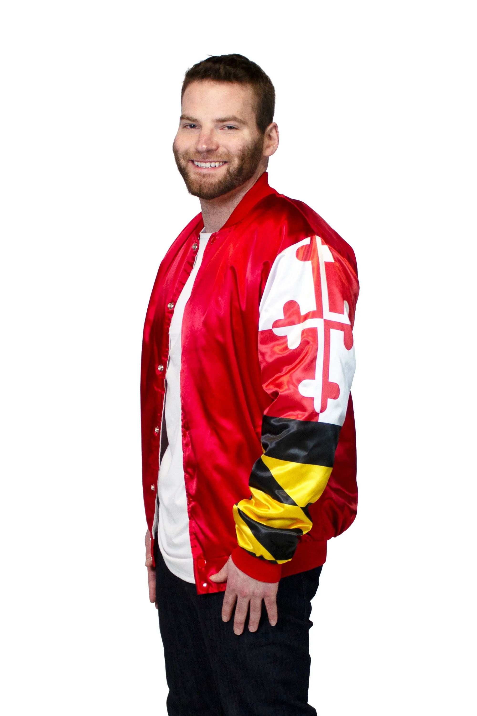 Maryland Flag Men's Satin Button-up Bomber Jacket