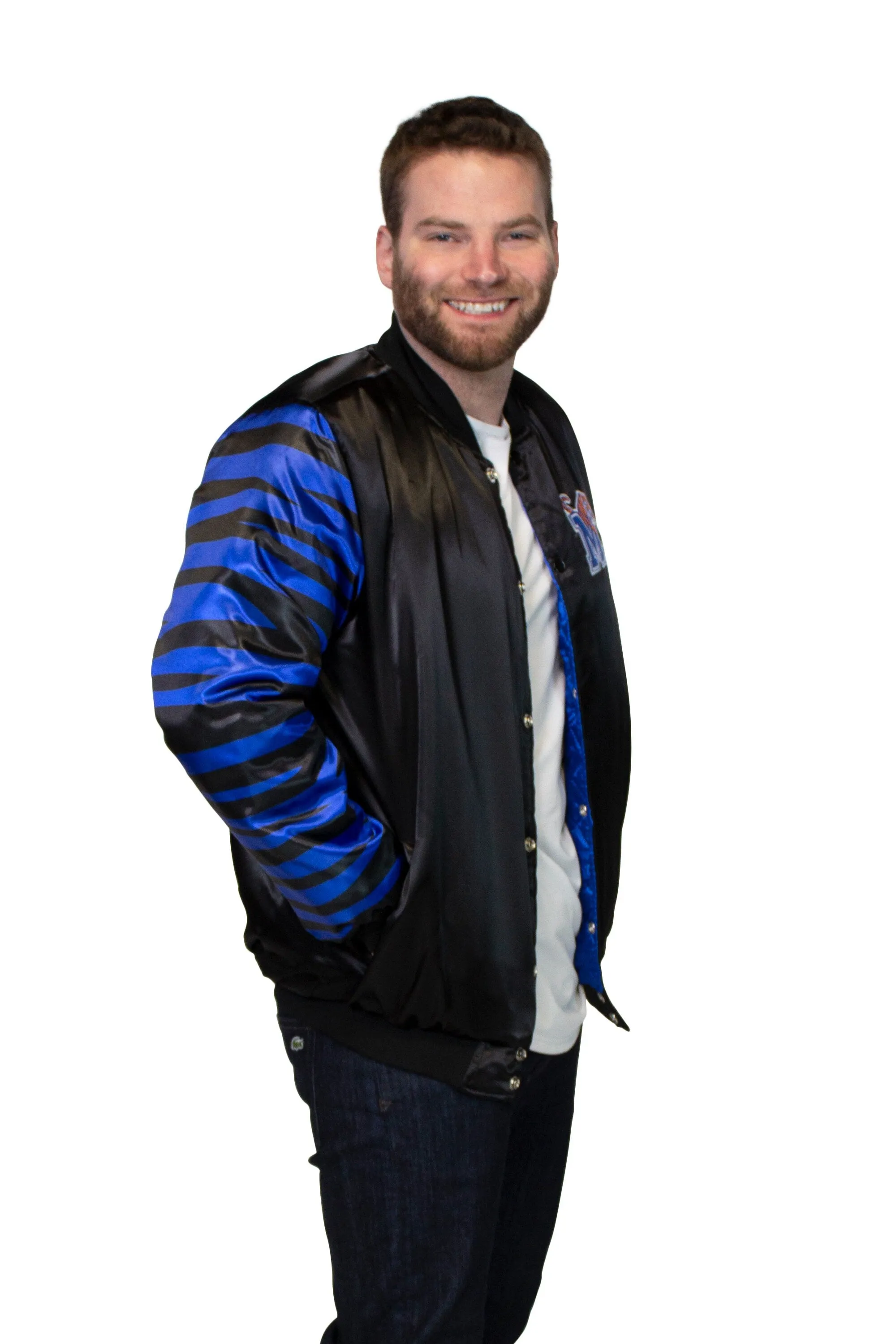 Memphis Tigers Men's Satin Button Up Bomber Jacket