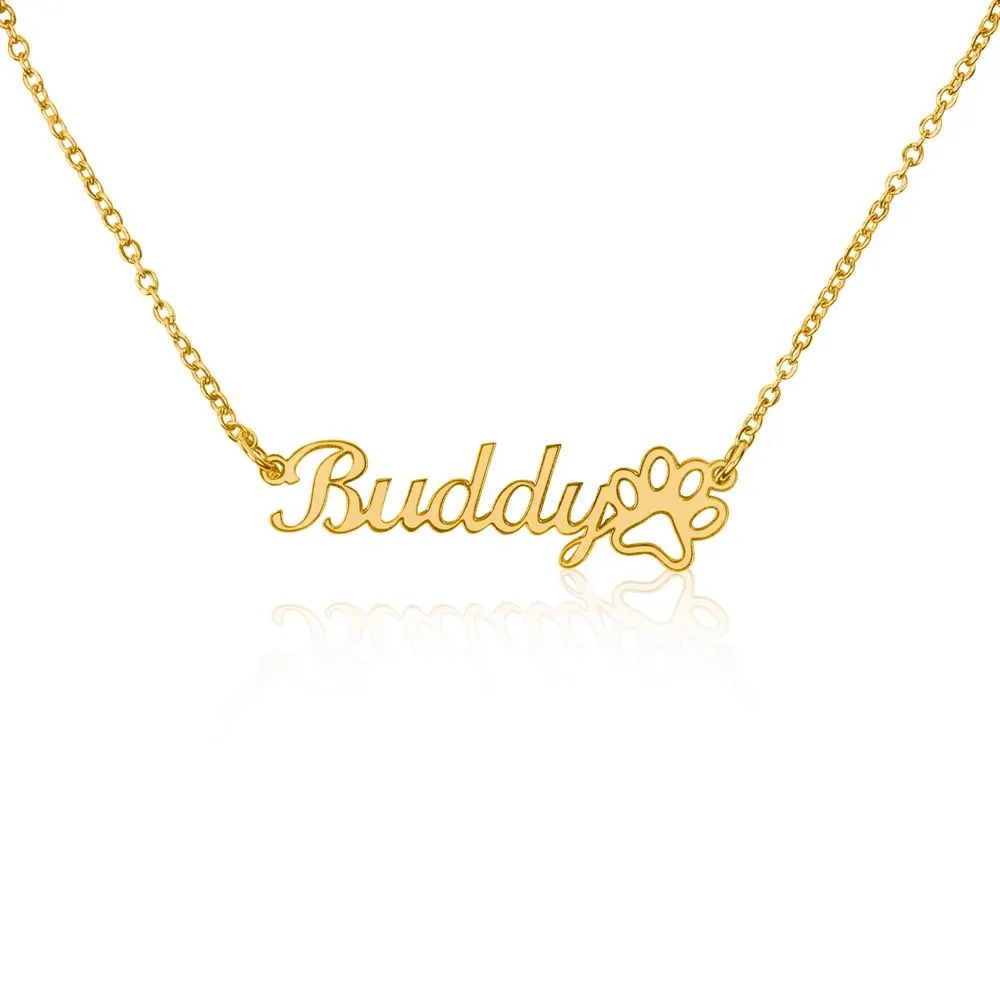 Paw Print Name Necklace Without Message Card