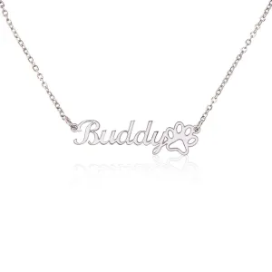 Paw Print Name Necklace Without Message Card