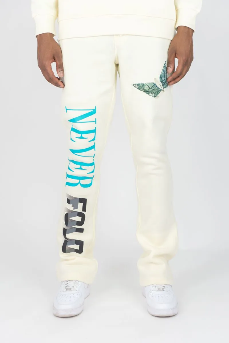 REBEL MINDS STACKED FLEECE PANTS NEVER FOLD CREAM