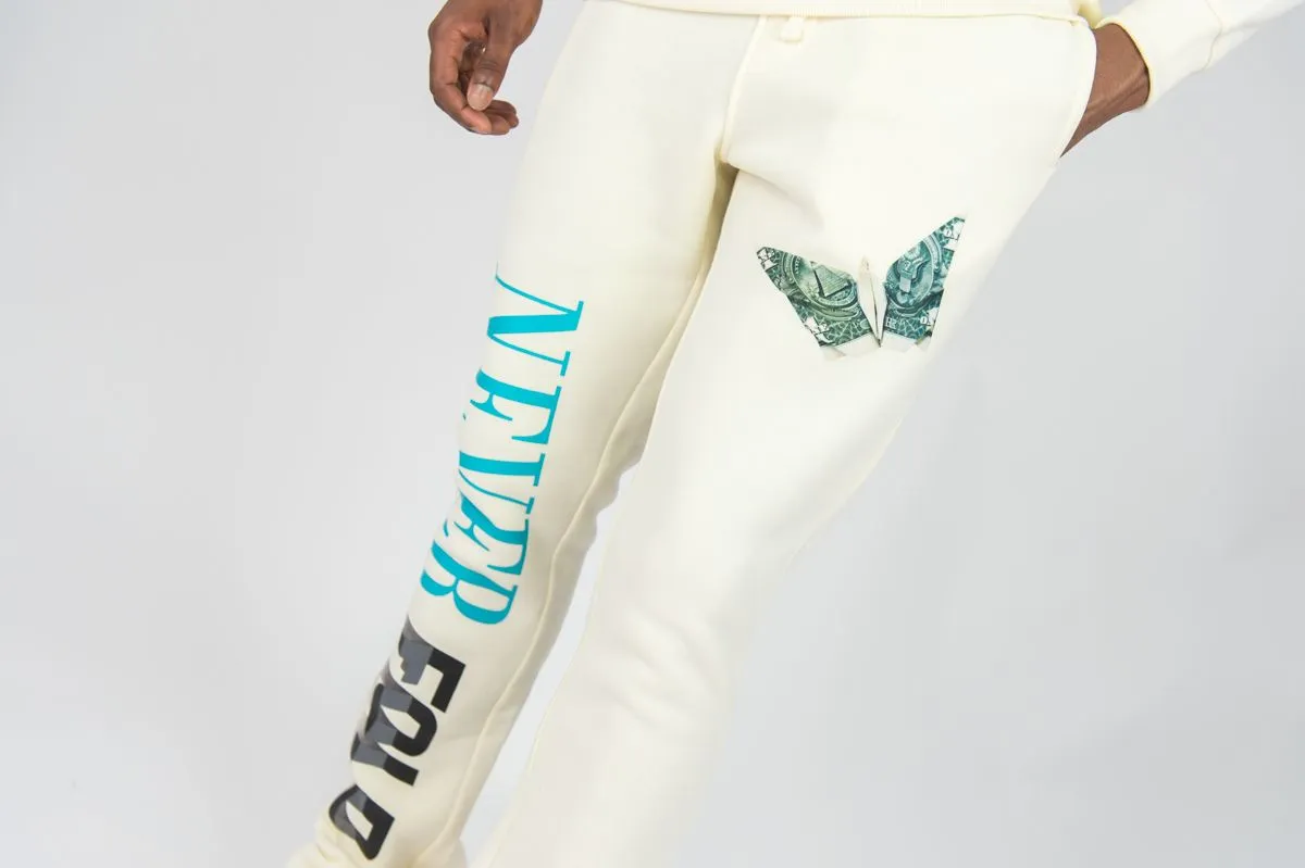 REBEL MINDS STACKED FLEECE PANTS NEVER FOLD CREAM