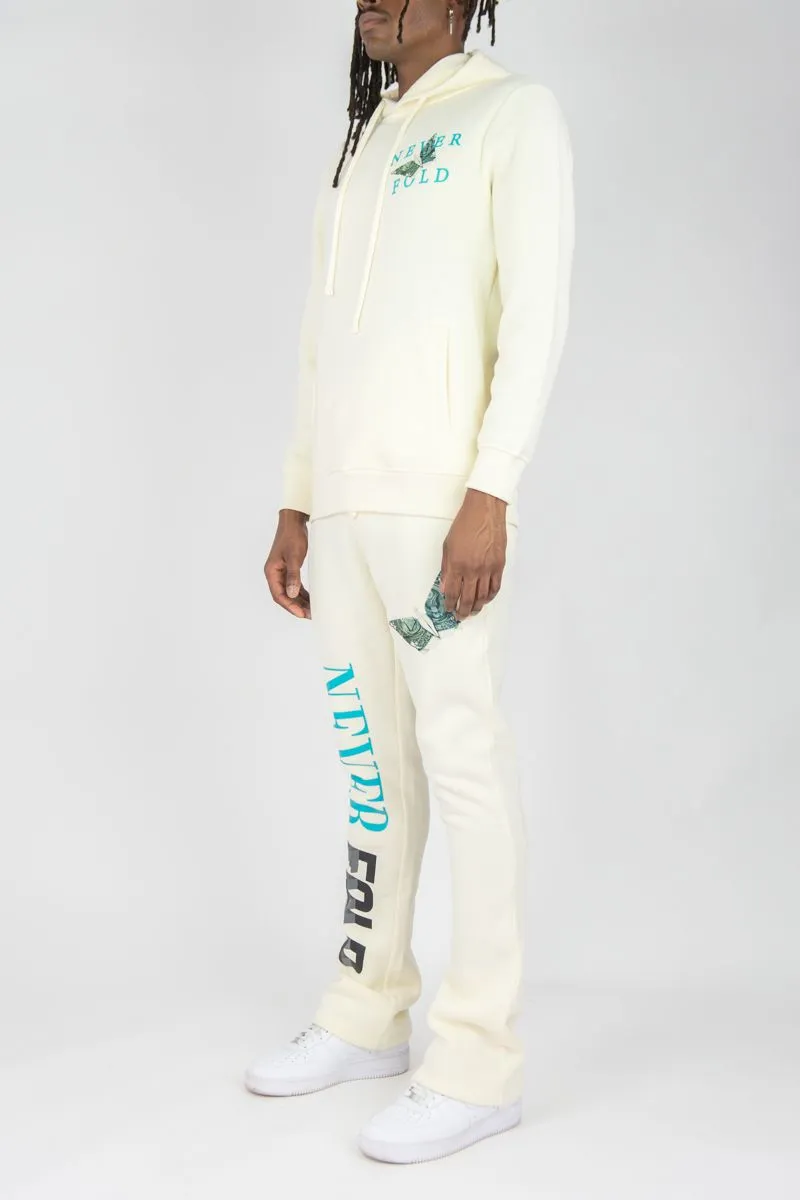 REBEL MINDS STACKED FLEECE PANTS NEVER FOLD CREAM