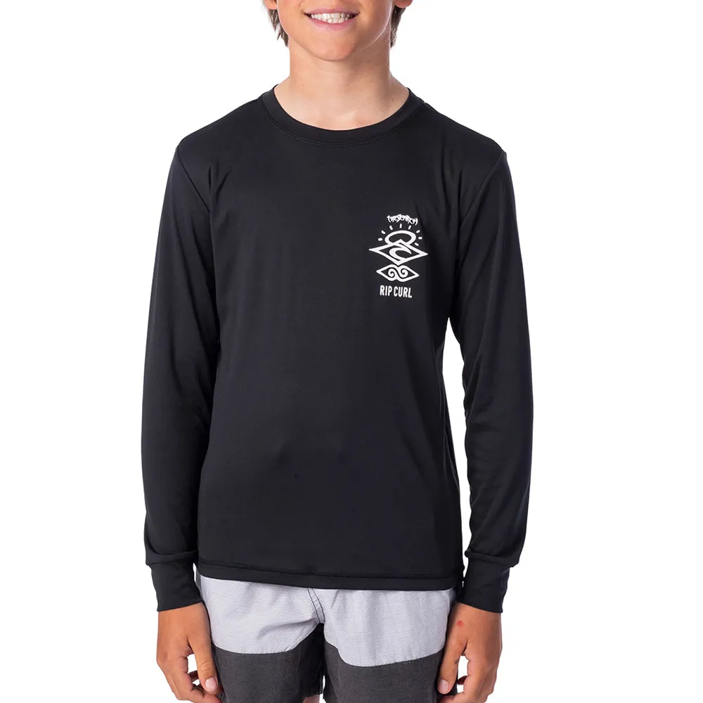 Rip Curl Boys Search Surflite Long Sleeved UV Tee - Black