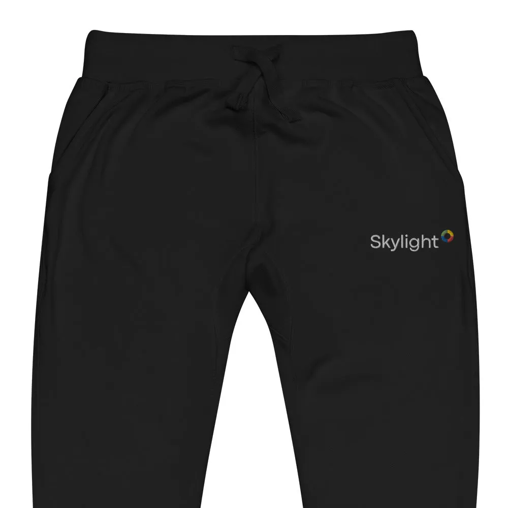 Skylight unisex fleece sweatpants - White embroidery