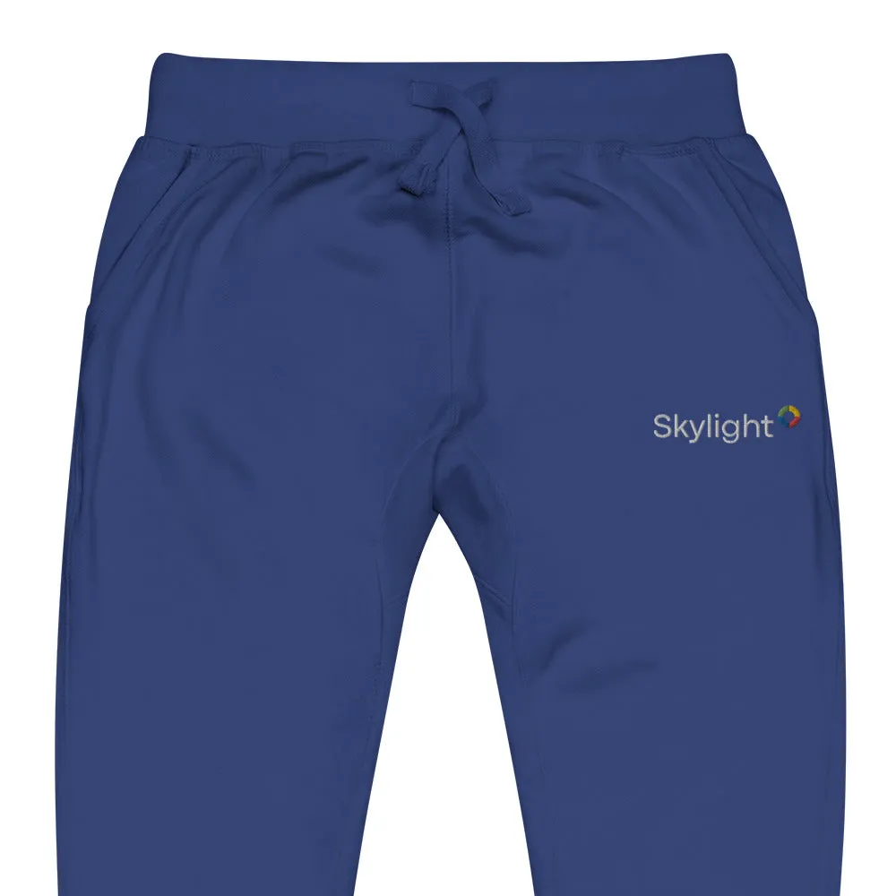 Skylight unisex fleece sweatpants - White embroidery