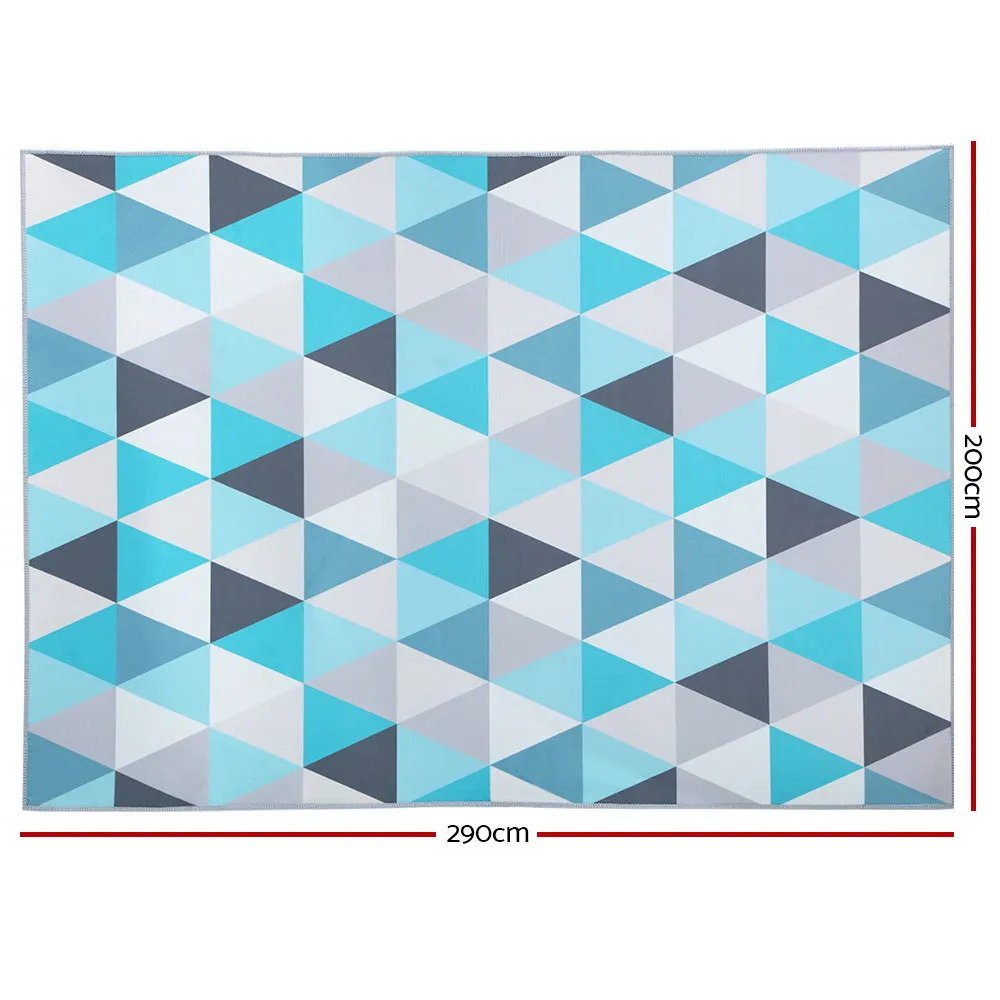 Soft Short Pile Floor Rug 200x290cm Rectangular Flooring Mat Carpet Blue Tone