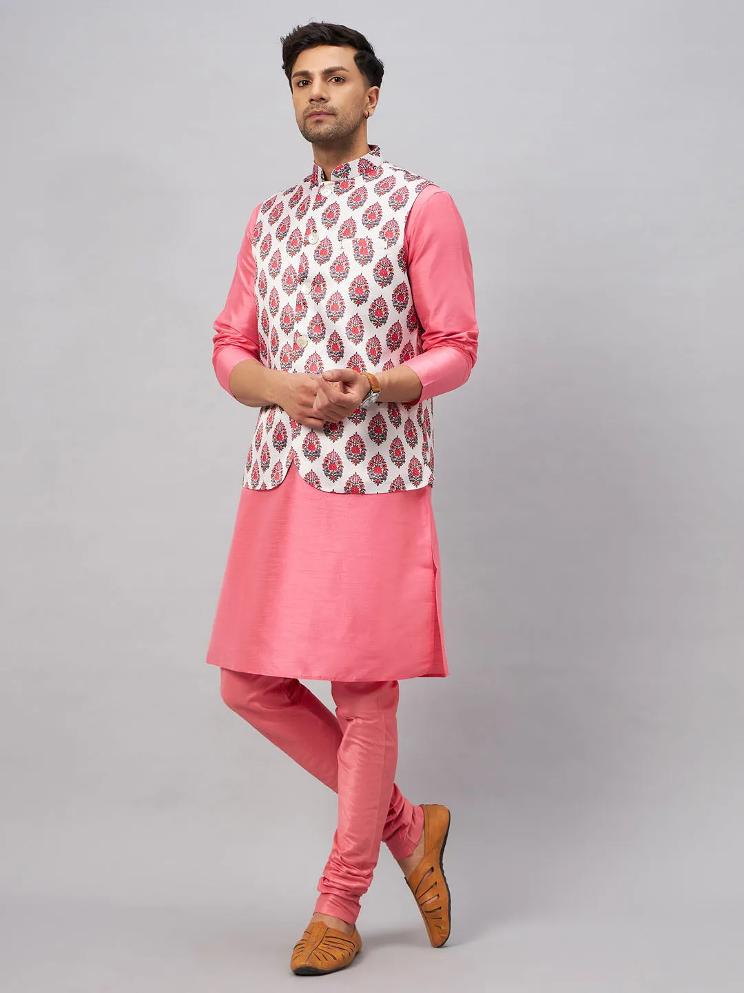 VASTRAMAY Men's Multicolor Printed Kurta Set