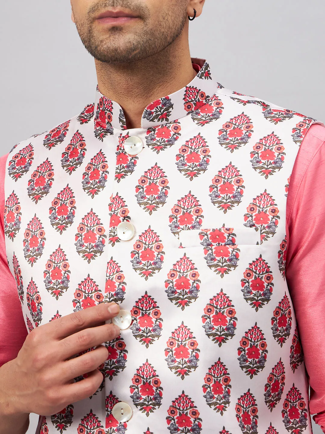 VASTRAMAY Men's Multicolor Printed Kurta Set