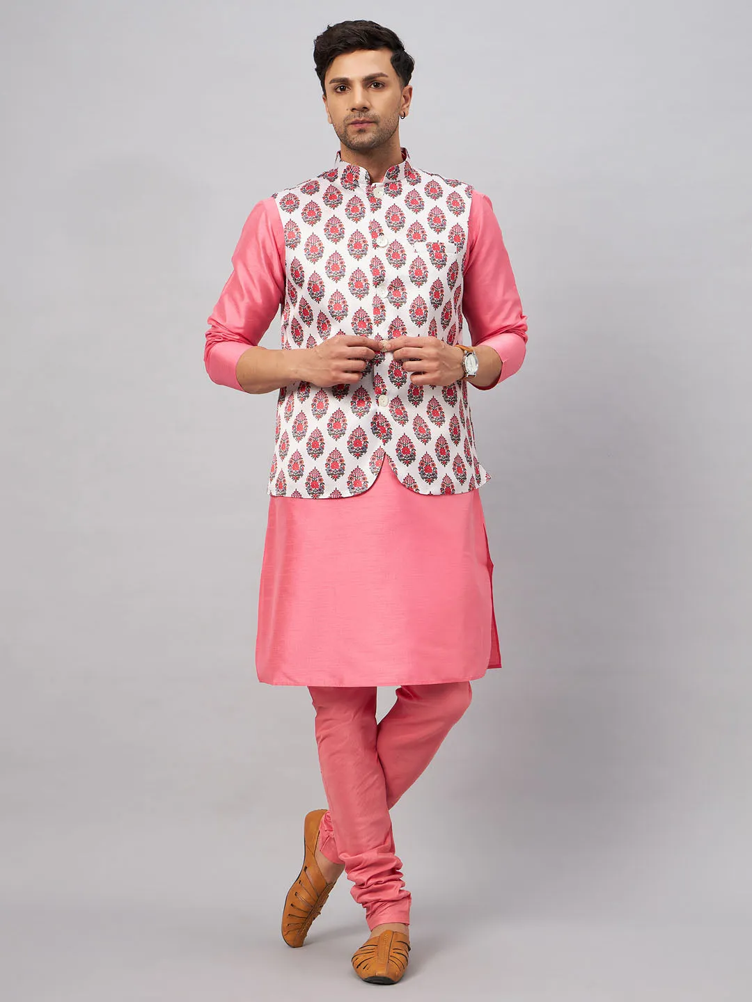 VASTRAMAY Men's Multicolor Printed Kurta Set