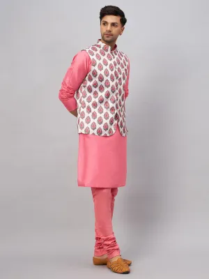 VASTRAMAY Men's Multicolor Printed Kurta Set