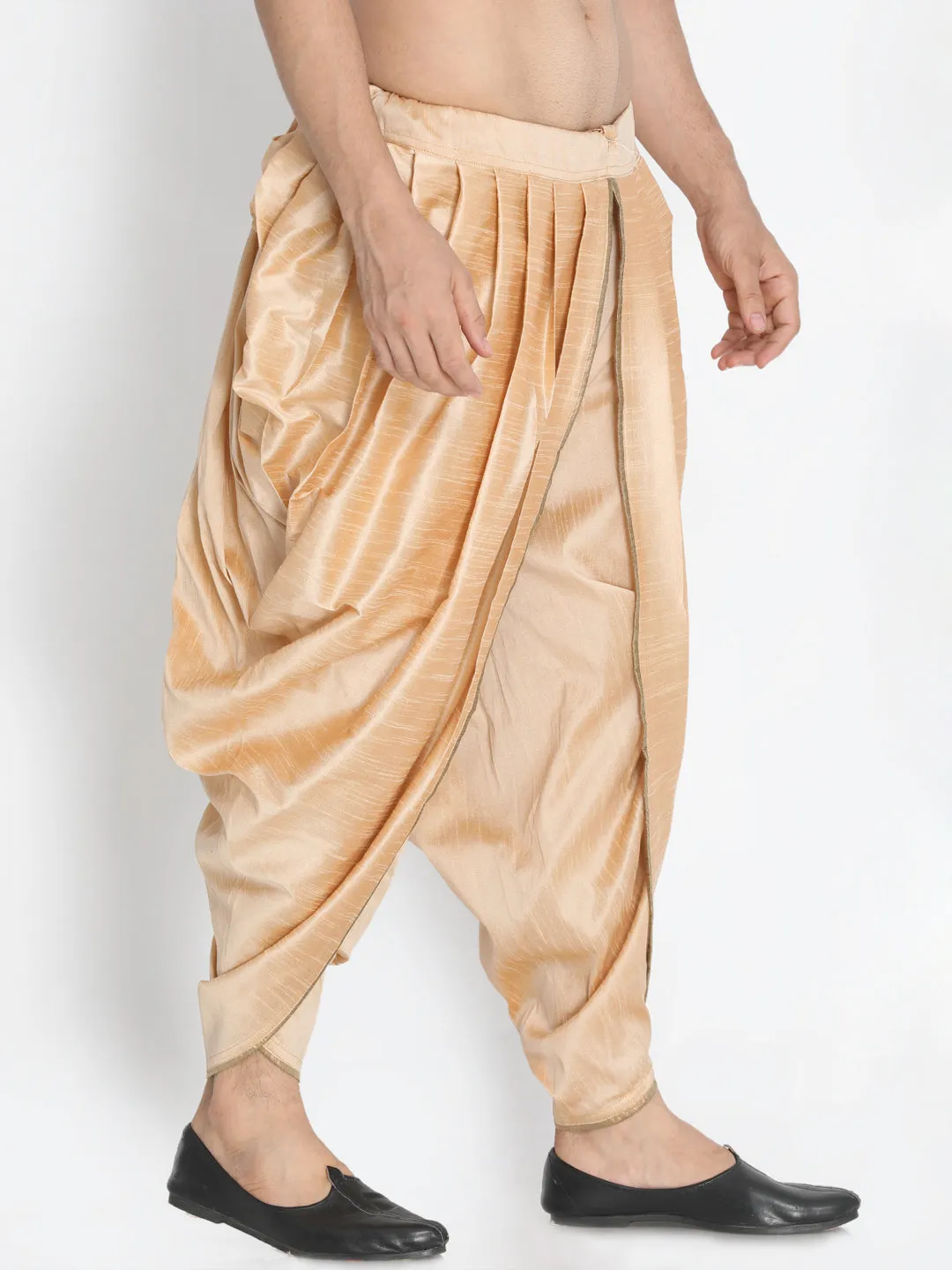 VASTRAMAY Men's Rose Gold Silk Blend Dhoti Pant