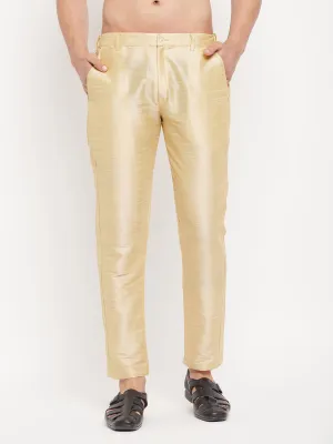 VM By VASTRAMAY Men's Gold Silk Blend Pant Style Pyjama