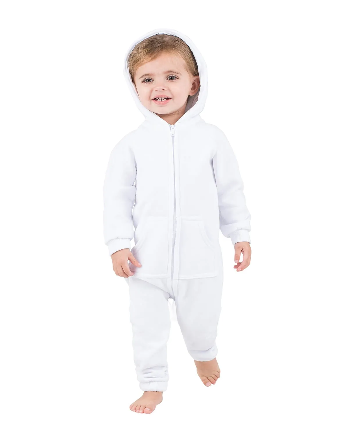 White Frosting Infant Footless Hoodie Onesie