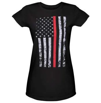 Womens Thin Red Line Longer T-Shirt